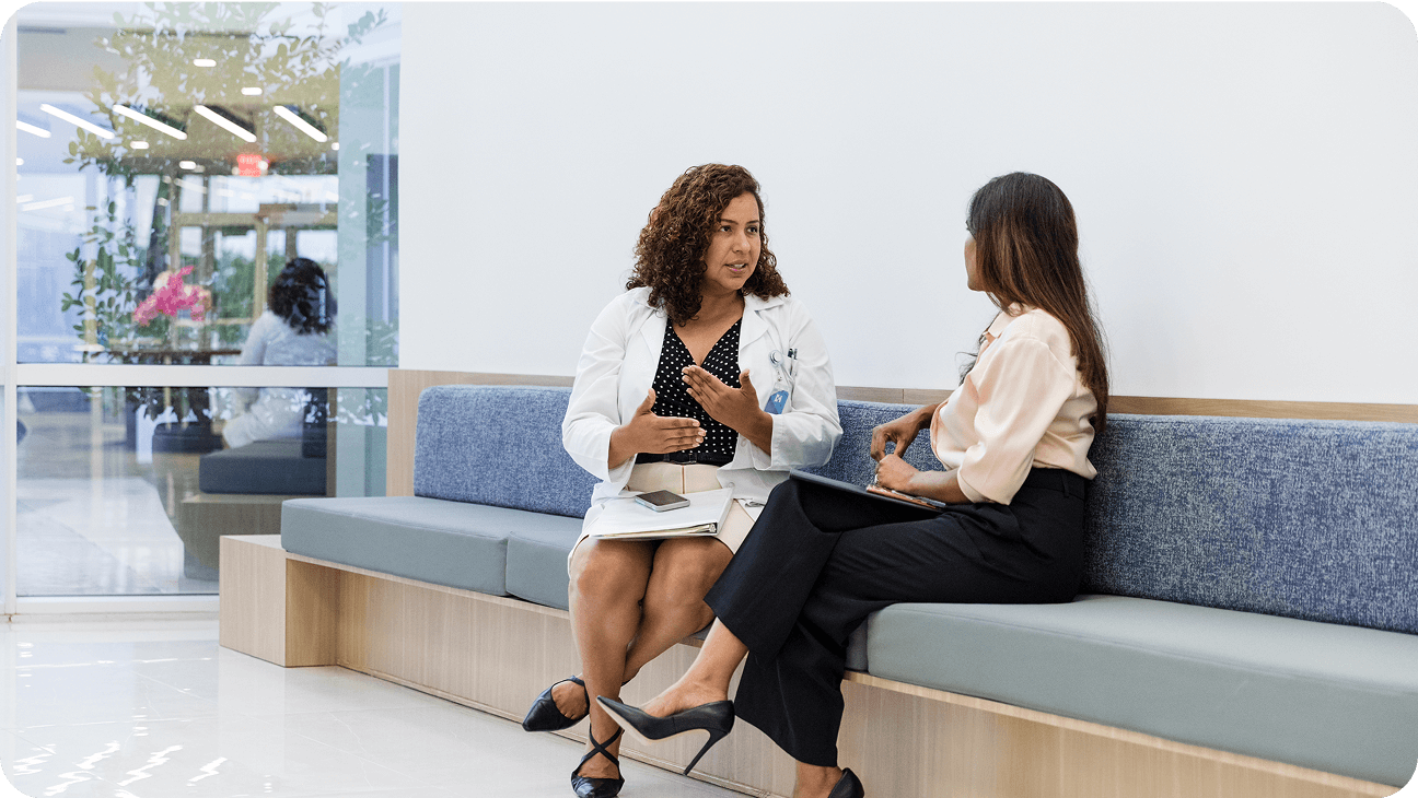 Image of two women talking